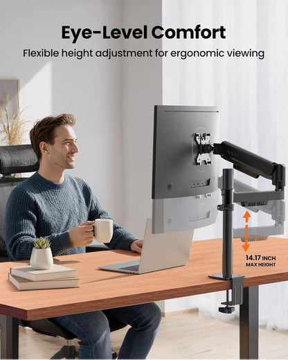 Dual Monitor Stand up to 33 inches Screen, Load-Bearing Max 22 lbs Each Arm, Adjustable Dual Monitor Mount, Sturdy Steel vesa Monitor Mount with Stable VESA 75x75 100x100mm