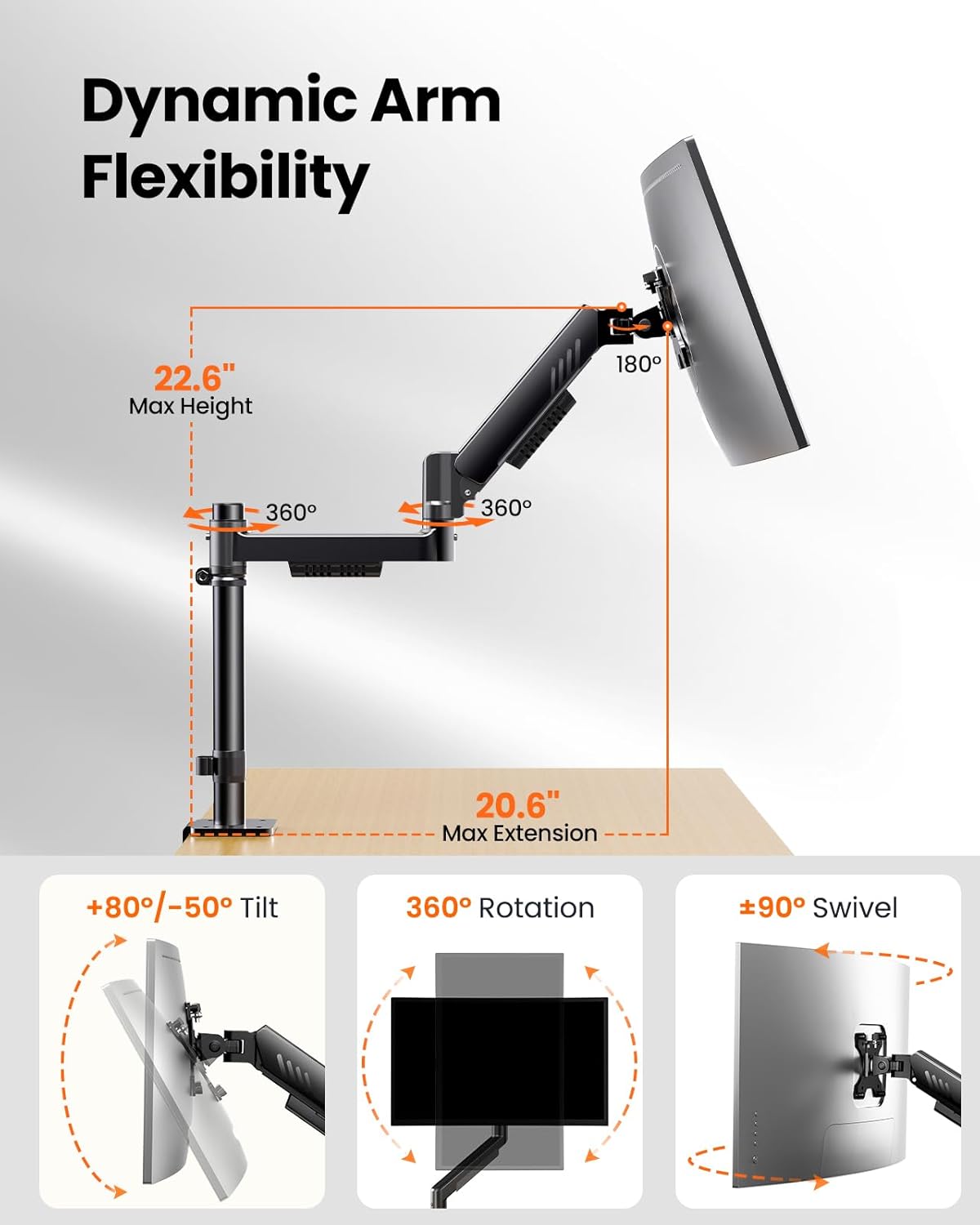 Dual Monitor Stand up to 33 inches Screen, Load-Bearing Max 22 lbs Each Arm, Adjustable Dual Monitor Mount, Sturdy Steel vesa Monitor Mount with Stable VESA 75x75 100x100mm