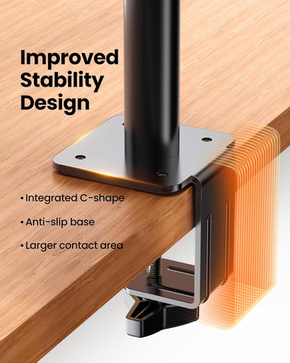 Dual Monitor Stand up to 33 inches Screen, Load-Bearing Max 22 lbs Each Arm, Adjustable Dual Monitor Mount, Sturdy Steel vesa Monitor Mount with Stable VESA 75x75 100x100mm