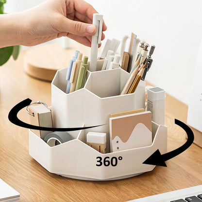 Pencil Pen Holder for Desk, 9 Slots 360 Degree Rotating Desk Organizer, Cute Pen Organizers Stationery Supplies for Office Home & Art Supply (Black)
