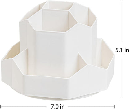 Pencil Pen Holder for Desk, 9 Slots 360 Degree Rotating Desk Organizer, Cute Pen Organizers Stationery Supplies for Office Home & Art Supply (Black)