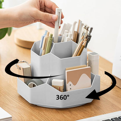 Pencil Pen Holder for Desk, 9 Slots 360 Degree Rotating Desk Organizer, Cute Pen Organizers Stationery Supplies for Office Home & Art Supply (Black)