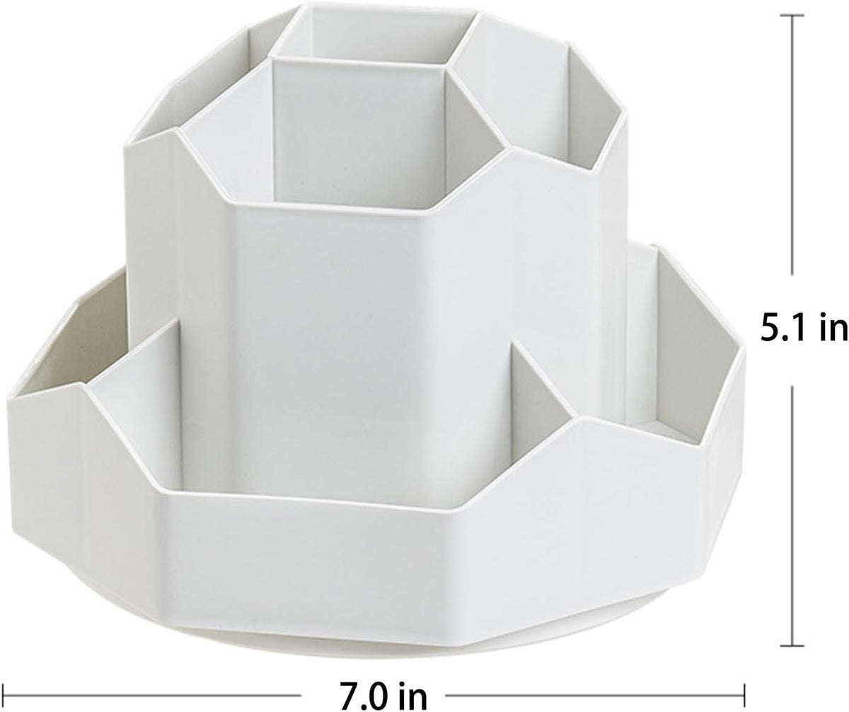 Pencil Pen Holder for Desk, 9 Slots 360 Degree Rotating Desk Organizer, Cute Pen Organizers Stationery Supplies for Office Home & Art Supply (Black)