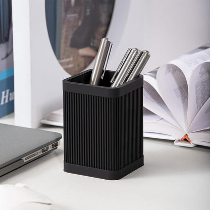 Aesthetic Pen Holder For Desk, Modern Silicone Pencil Holder, Stylish Office Desk Decor, Made of 5 mm Thickened Premium Silicone, Office Desk Organizer And Accessories (Black)