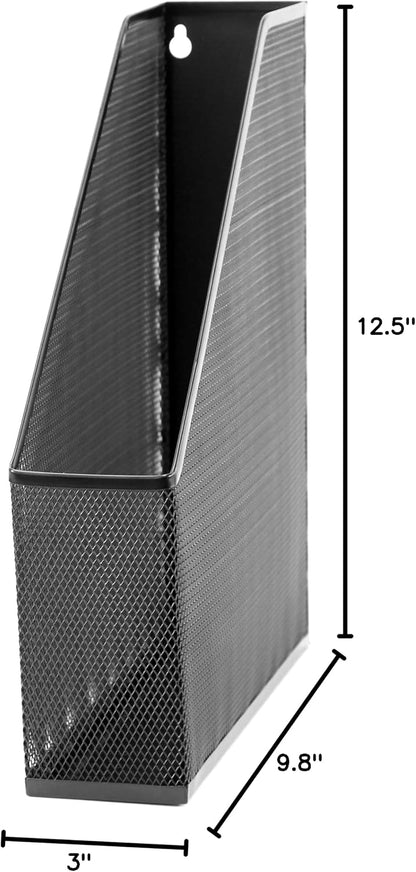 Magazine File Holder, Desk Organizer, Black Mesh Steel Finish