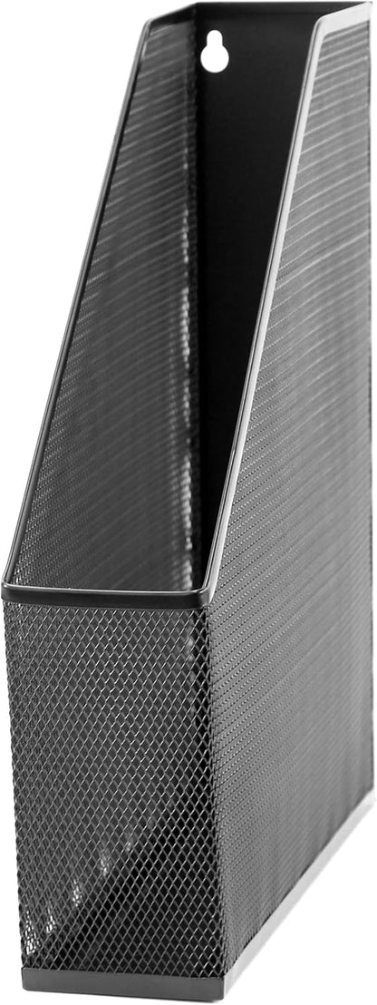 Magazine File Holder, Desk Organizer, Black Mesh Steel Finish