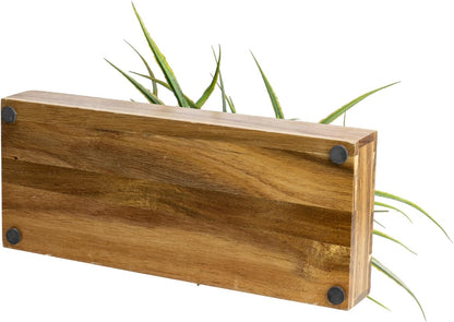 MyGift Fake Grass Plant in Rectangular Black Wood Planter (Black, 9.3 Inch)