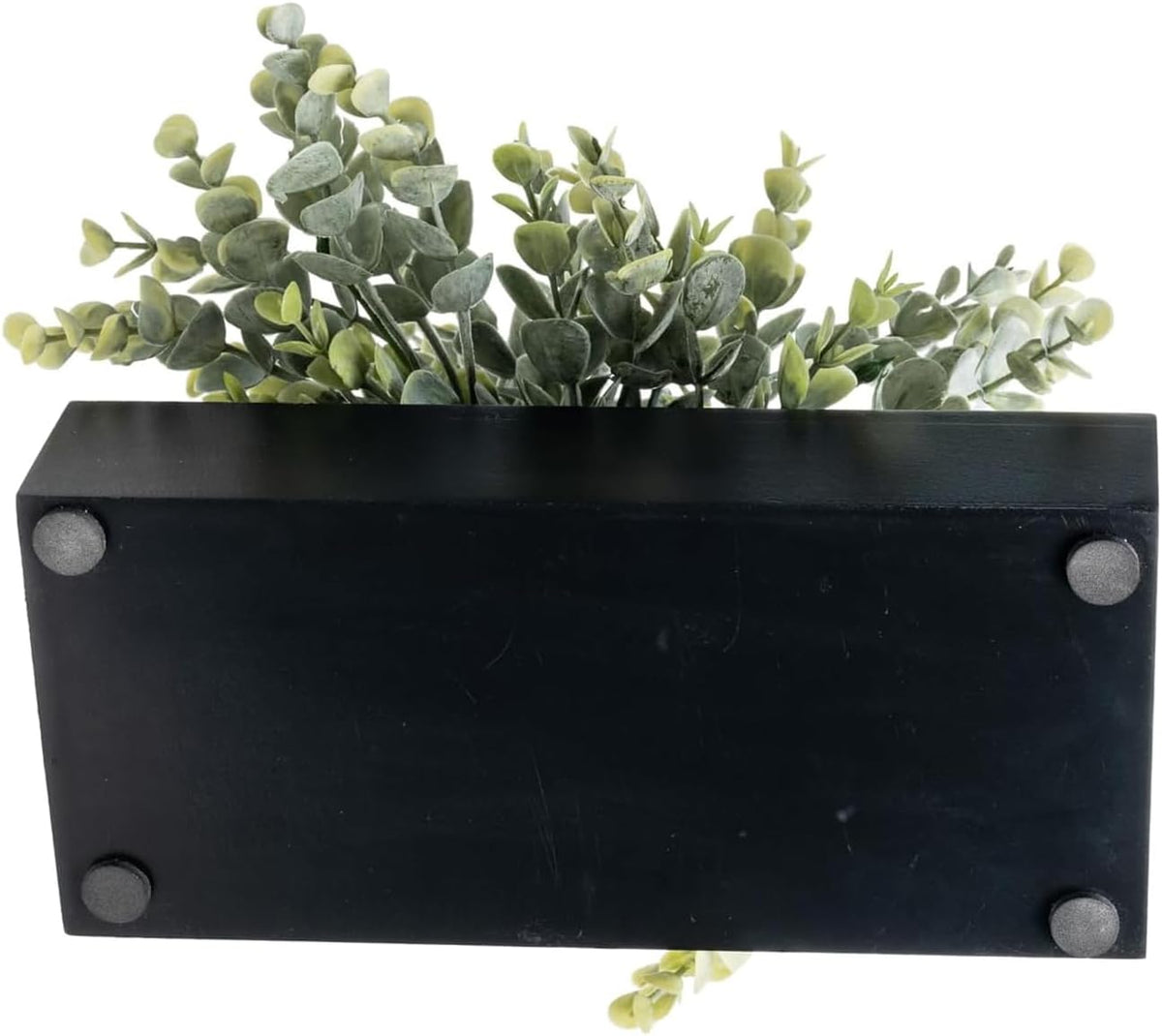 MyGift Fake Grass Plant in Rectangular Black Wood Planter (Black, 9.3 Inch)