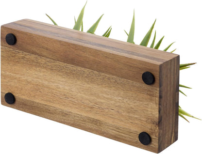 MyGift Fake Grass Plant in Rectangular Black Wood Planter (Black, 9.3 Inch)