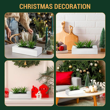 MyGift Fake Grass Plant in Rectangular Black Wood Planter (Black, 9.3 Inch)