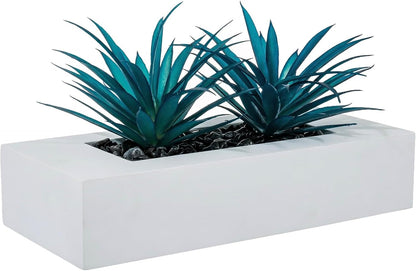 MyGift Fake Grass Plant in Rectangular Black Wood Planter (Black, 9.3 Inch)