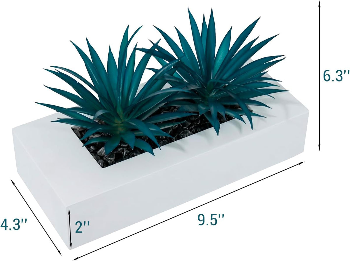 MyGift Fake Grass Plant in Rectangular Black Wood Planter (Black, 9.3 Inch)