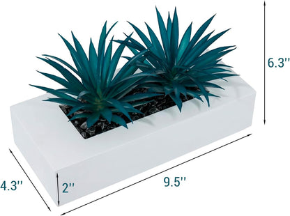 MyGift Fake Grass Plant in Rectangular Black Wood Planter (Black, 9.3 Inch)