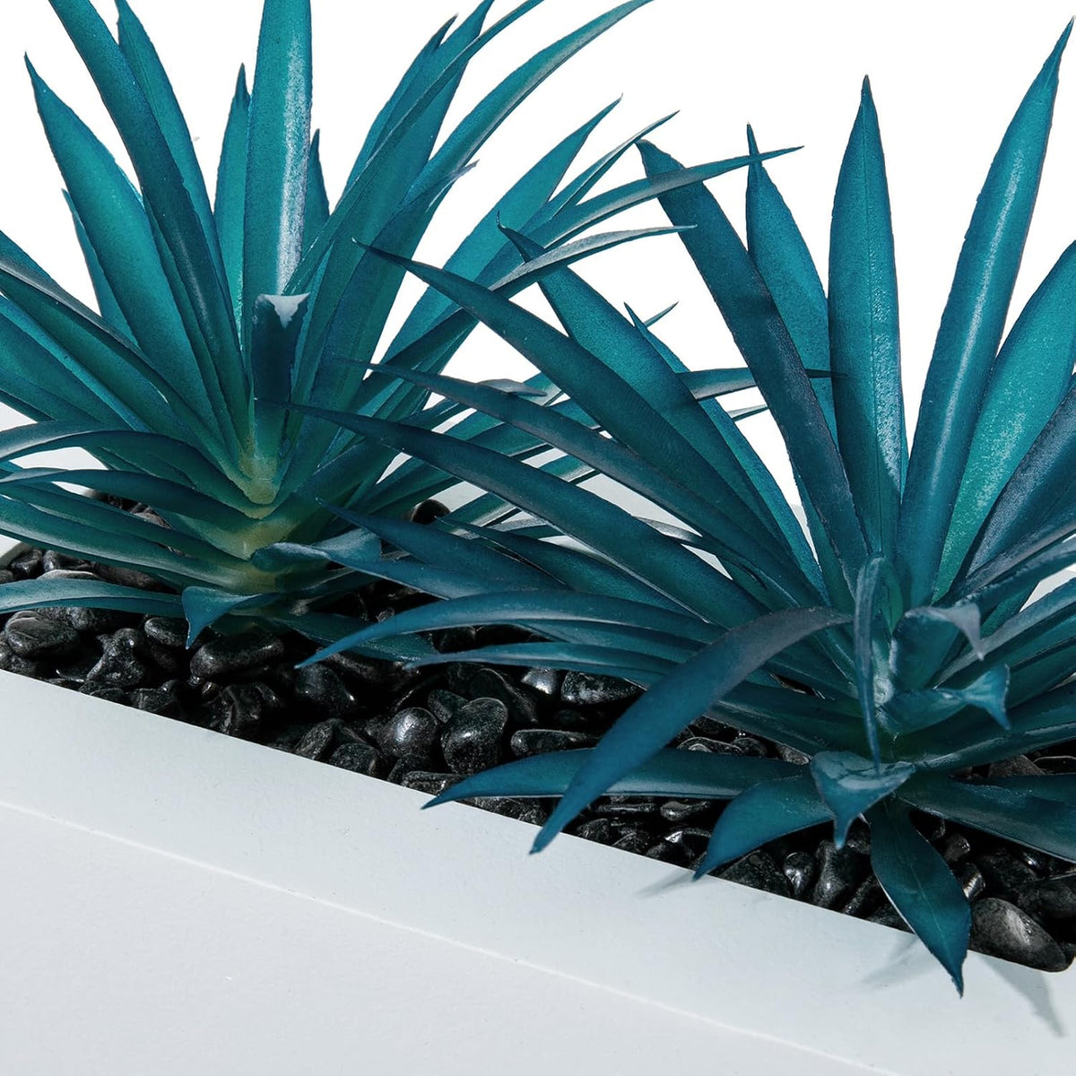 MyGift Fake Grass Plant in Rectangular Black Wood Planter (Black, 9.3 Inch)