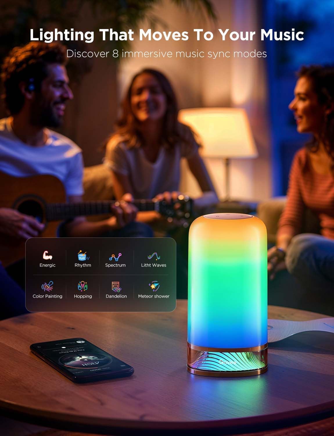 RGBIC Smart Table Lamp 2, Touch Bedside Small Table Lamp (Corded)