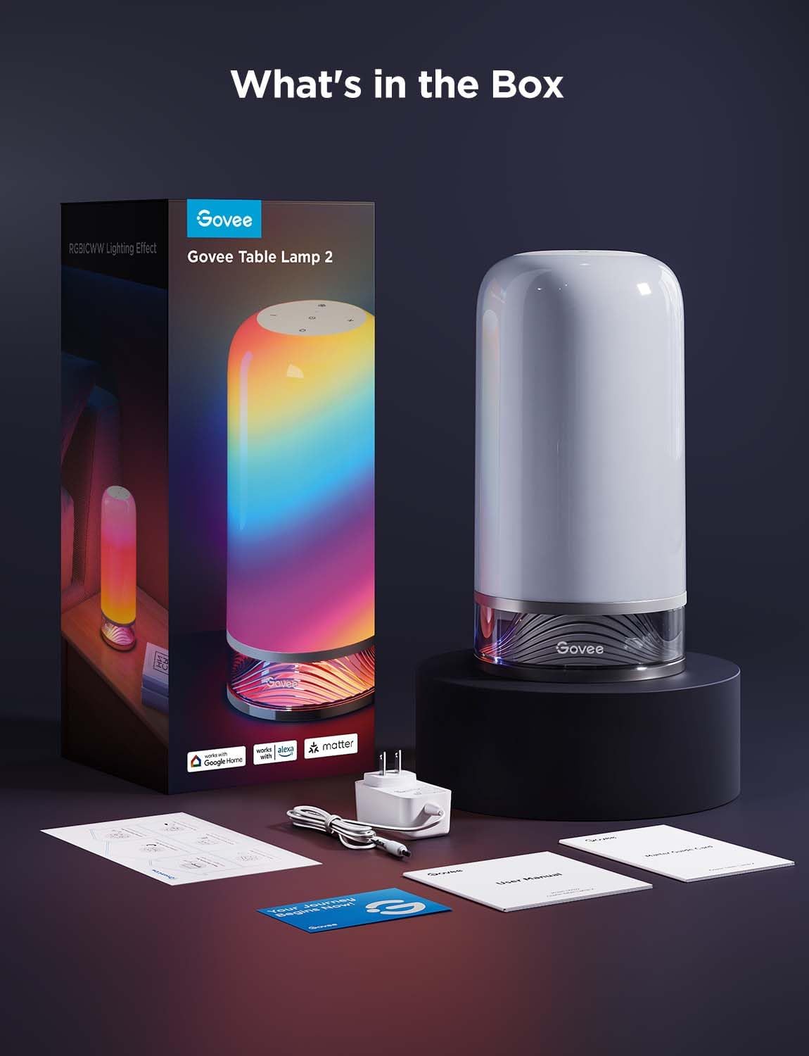 RGBIC Smart Table Lamp 2, Touch Bedside Small Table Lamp (Corded)