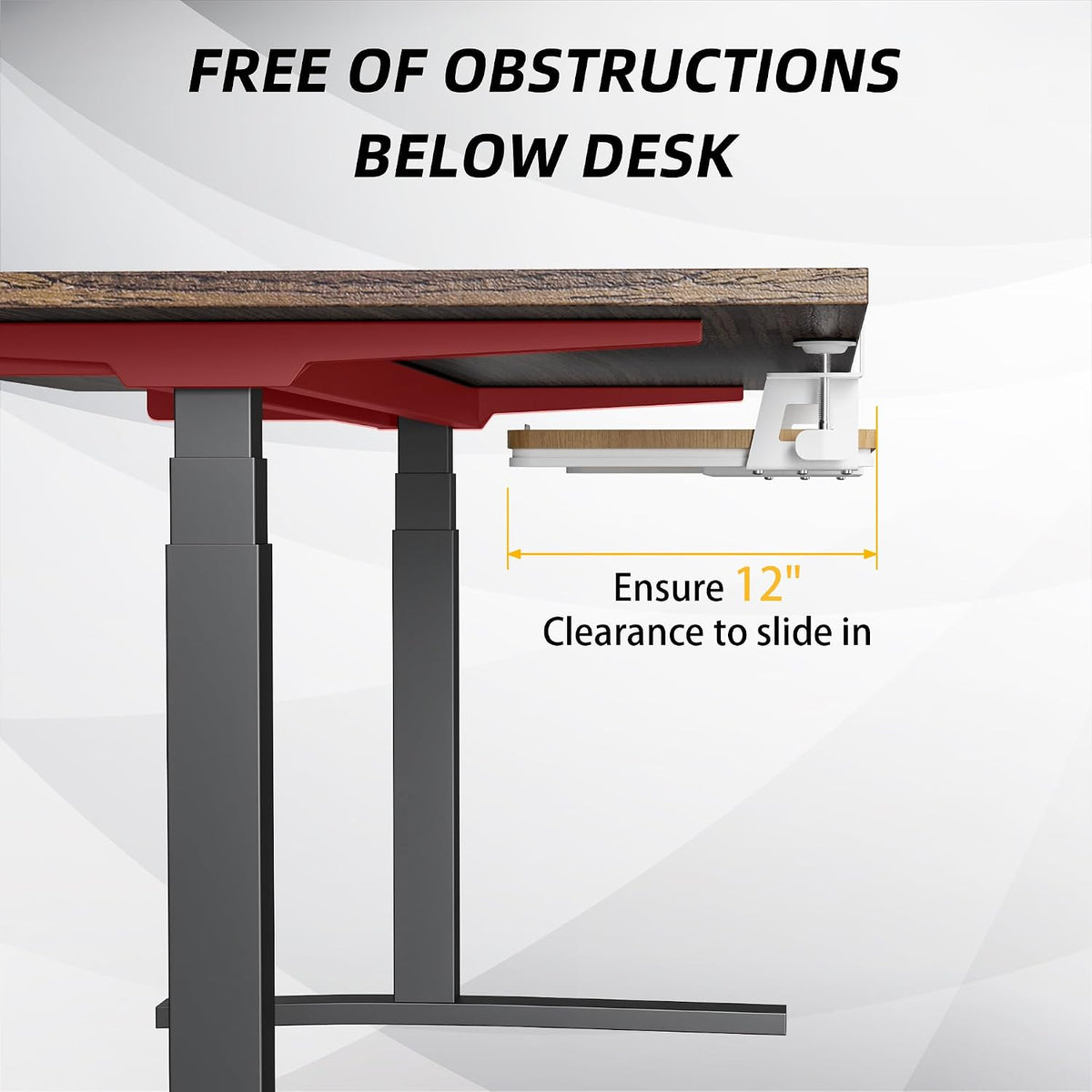 Under Desk Keyboard Tray with C-Clamp, 26.77x11.81, Oak