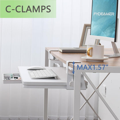 Under Desk Keyboard Tray with C-Clamp, 26.77x11.81, Oak