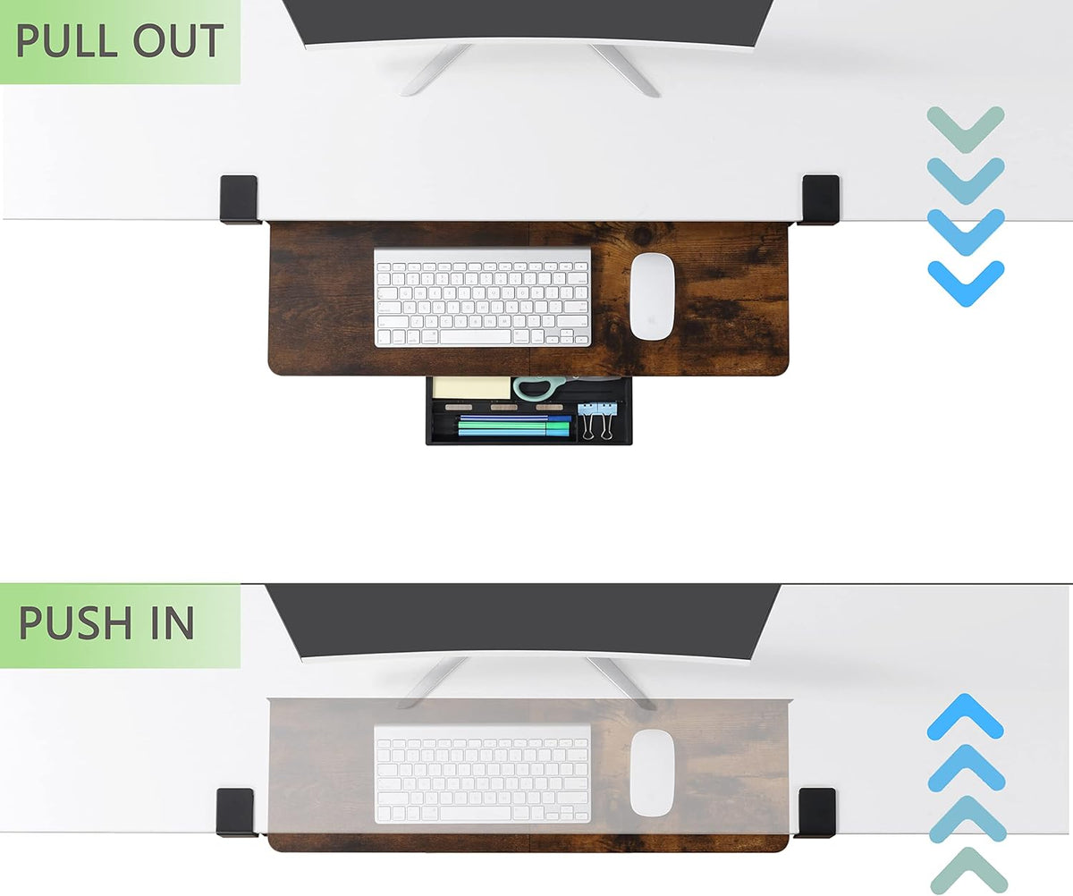 Under Desk Keyboard Tray with C-Clamp, 26.77x11.81, Oak