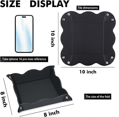 Valet Tray for Men Women - PU Leather Travel Catchall Tray Organizer - Desk Bedside Nightstand Storage Box for Jewelry Key Phone Remote Controller Wallet Watch Glasses Coin Readers -White