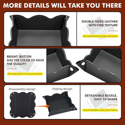 Valet Tray for Men Women - PU Leather Travel Catchall Tray Organizer - Desk Bedside Nightstand Storage Box for Jewelry Key Phone Remote Controller Wallet Watch Glasses Coin Readers -White