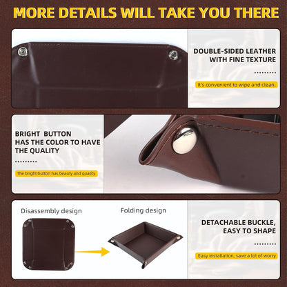 Valet Tray for Men Women - PU Leather Travel Catchall Tray Organizer - Desk Bedside Nightstand Storage Box for Jewelry Key Phone Remote Controller Wallet Watch Glasses Coin Readers -White
