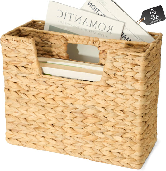 Wicker Magazine Basket Water Hyacinth Handwoven Magazine Holder