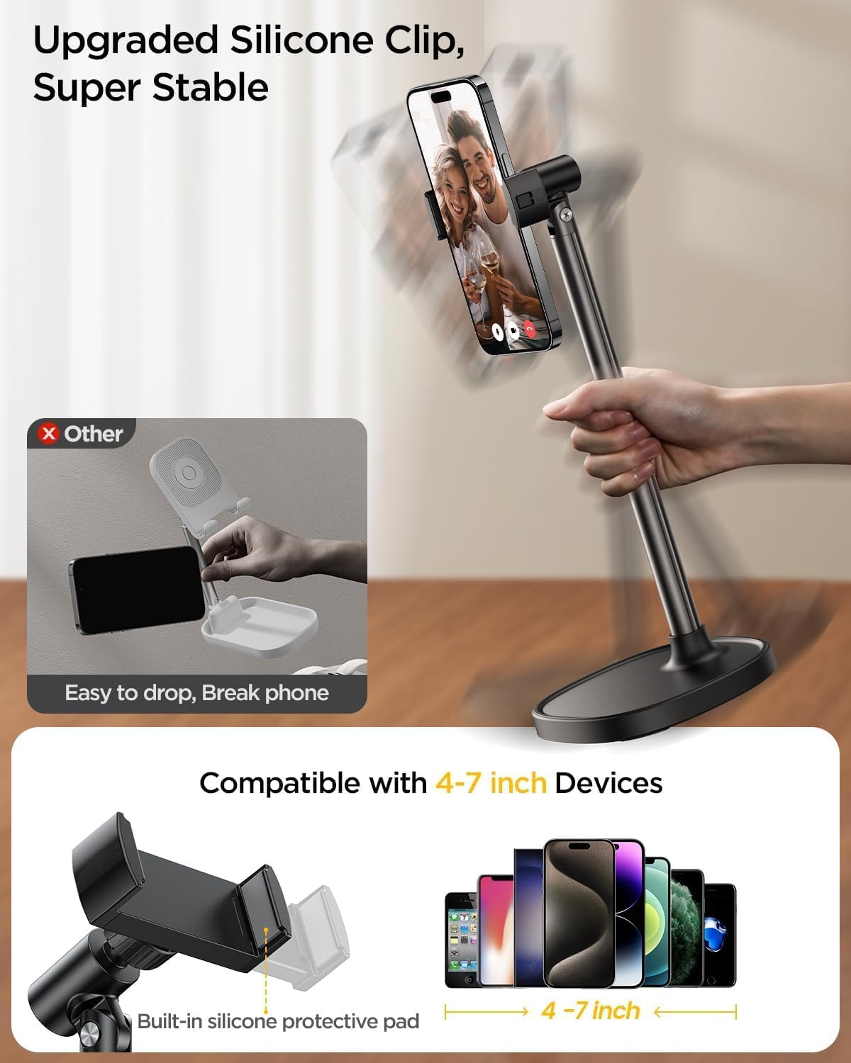 Phone Stand for Desk Angle Height Adjustable Phone Holder iPhone