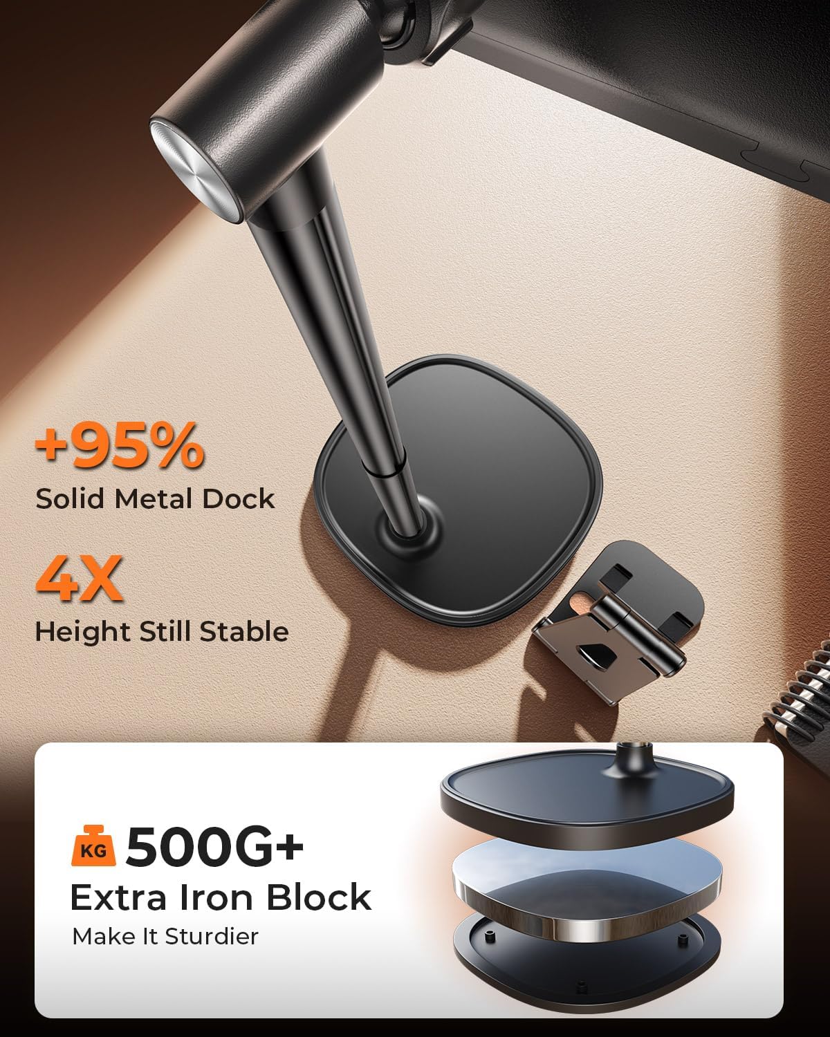 Phone Stand for Desk Angle Height Adjustable Phone Holder iPhone