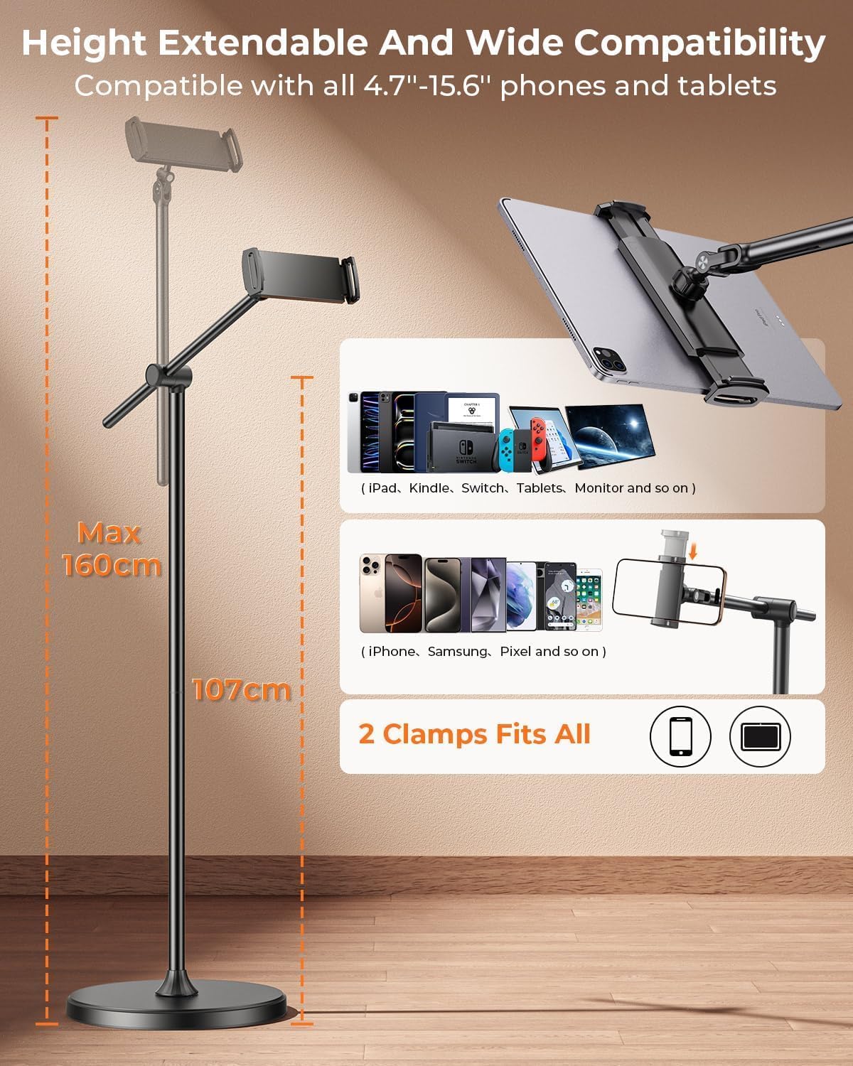 Phone Stand for Desk Angle Height Adjustable Phone Holder iPhone