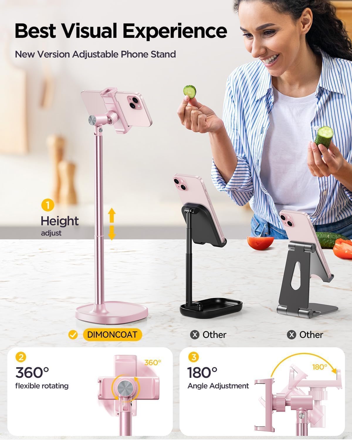 Phone Stand for Desk Angle Height Adjustable Phone Holder iPhone