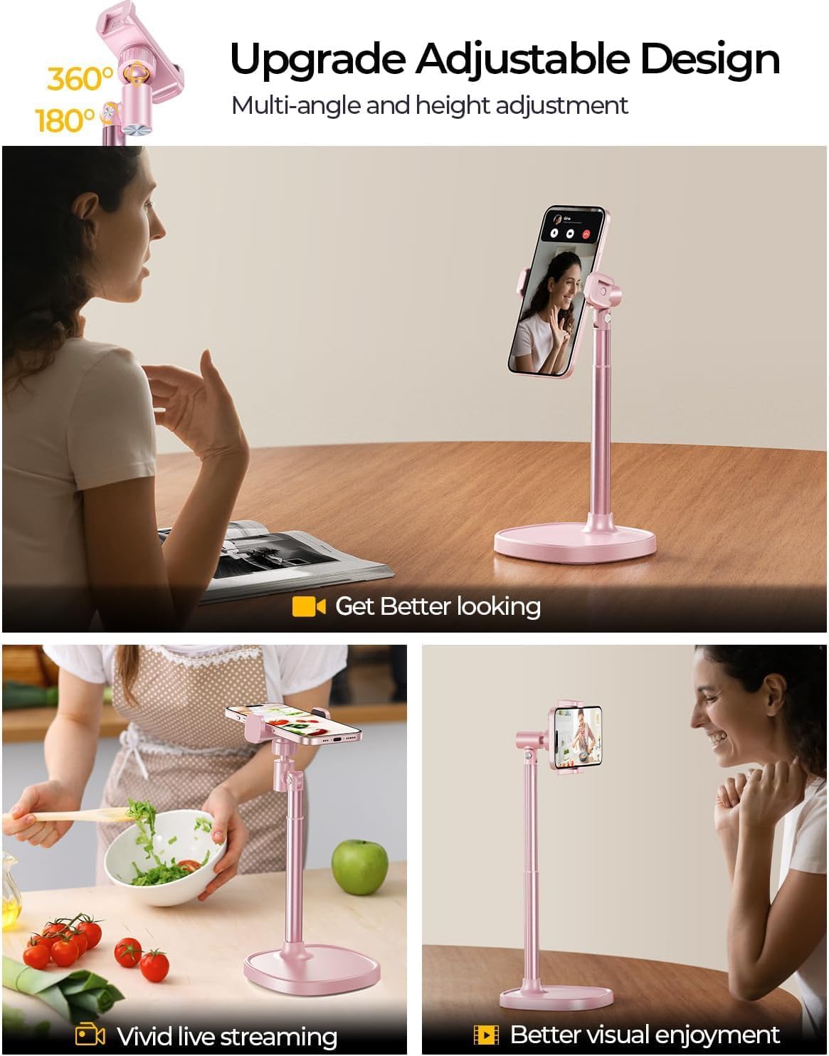 Phone Stand for Desk Angle Height Adjustable Phone Holder iPhone