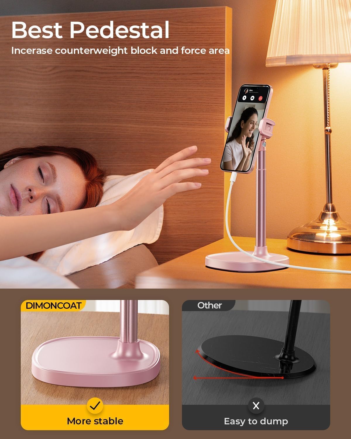 Phone Stand for Desk Angle Height Adjustable Phone Holder iPhone