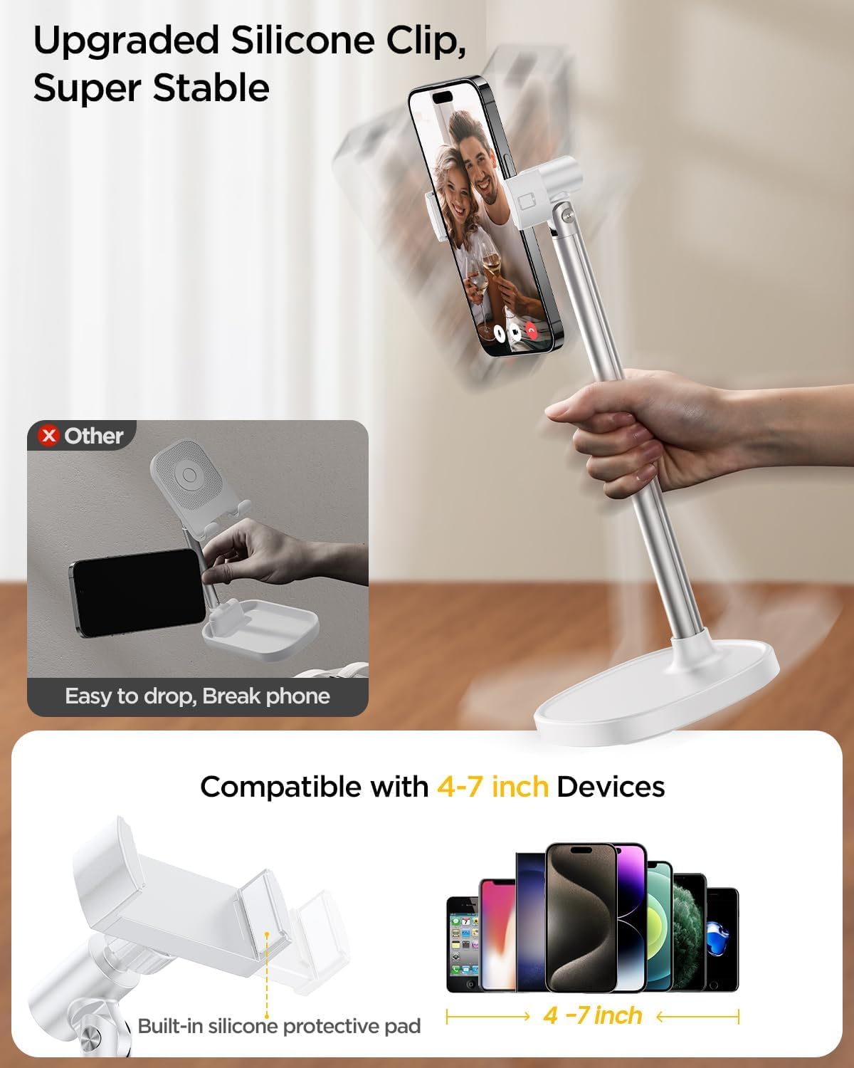 Phone Stand for Desk Angle Height Adjustable Phone Holder iPhone