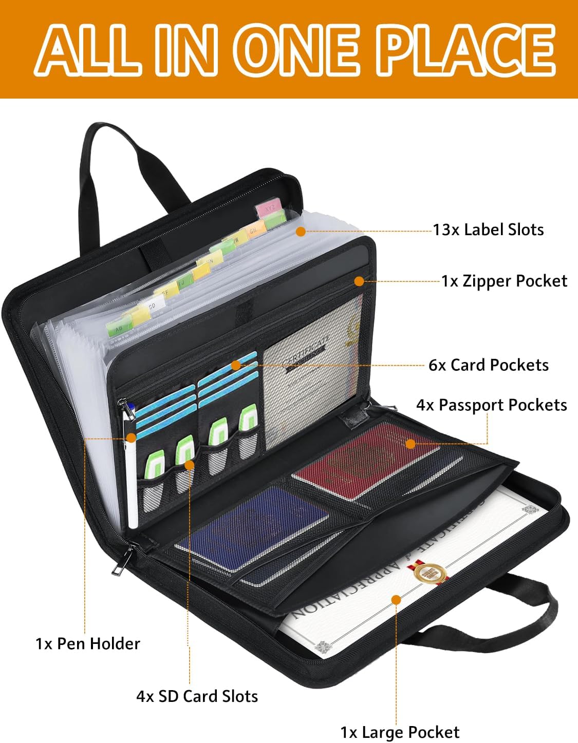 Important Document Organizer Folio Accordion File Organizer