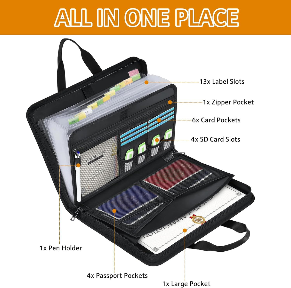 Important Document Organizer Folio Accordion File Organizer