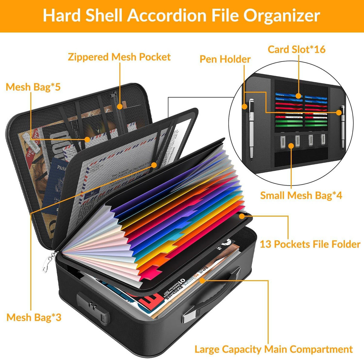 Important Document Organizer Folio Accordion File Organizer
