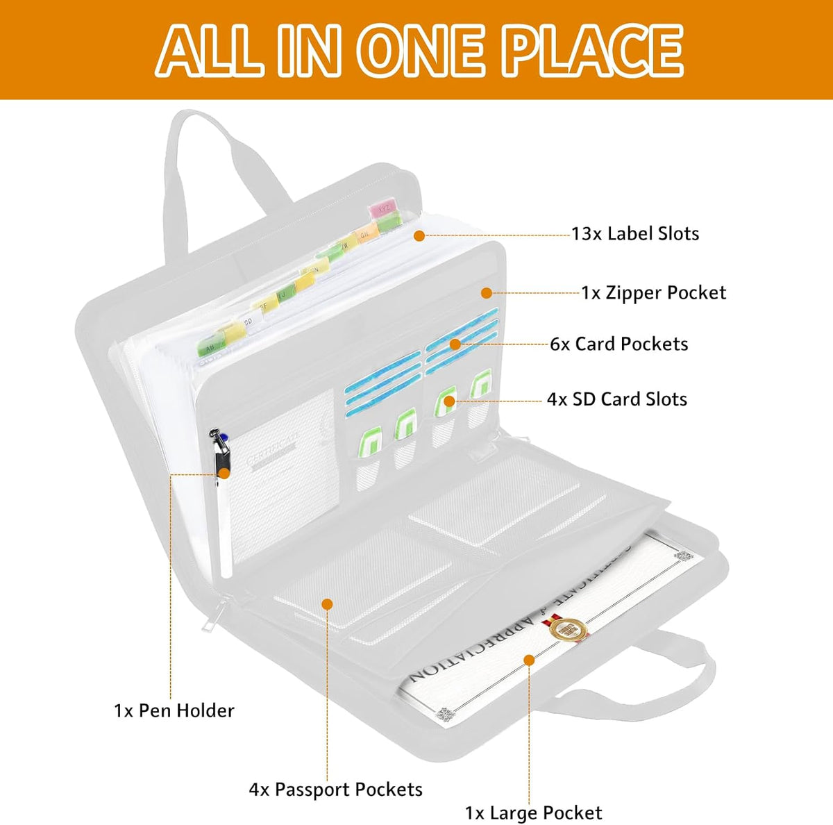 Important Document Organizer Folio Accordion File Organizer