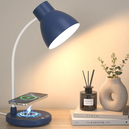 LED Desk Lamp for Home Office with Wireless Charger, Black