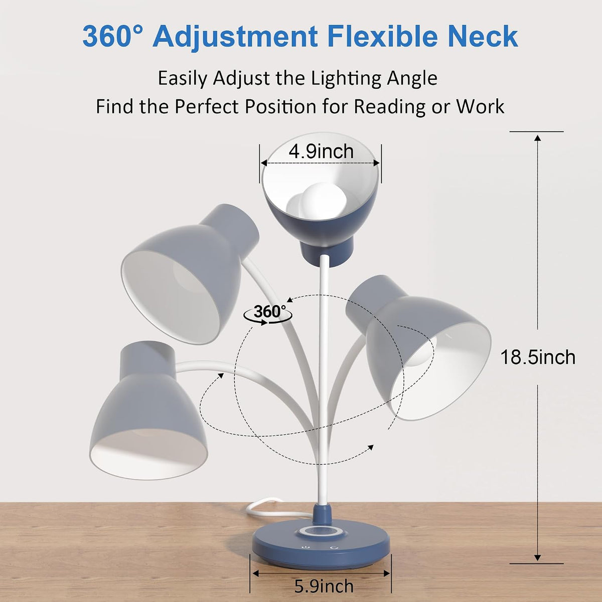 LED Desk Lamp for Home Office with Wireless Charger, Black