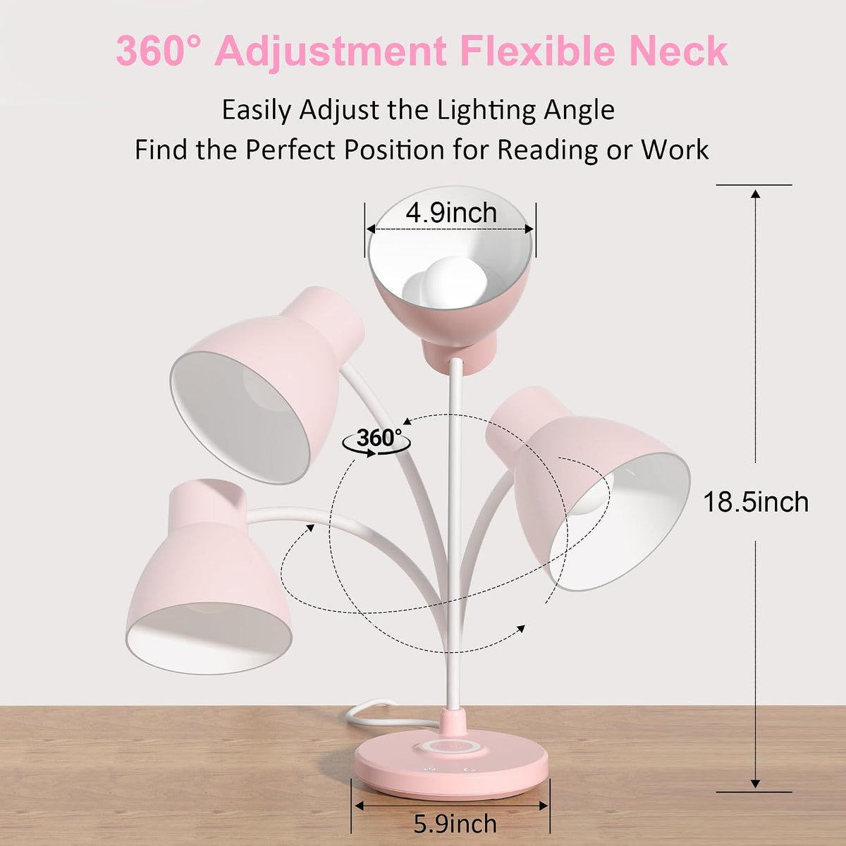 LED Desk Lamp for Home Office with Wireless Charger, Black