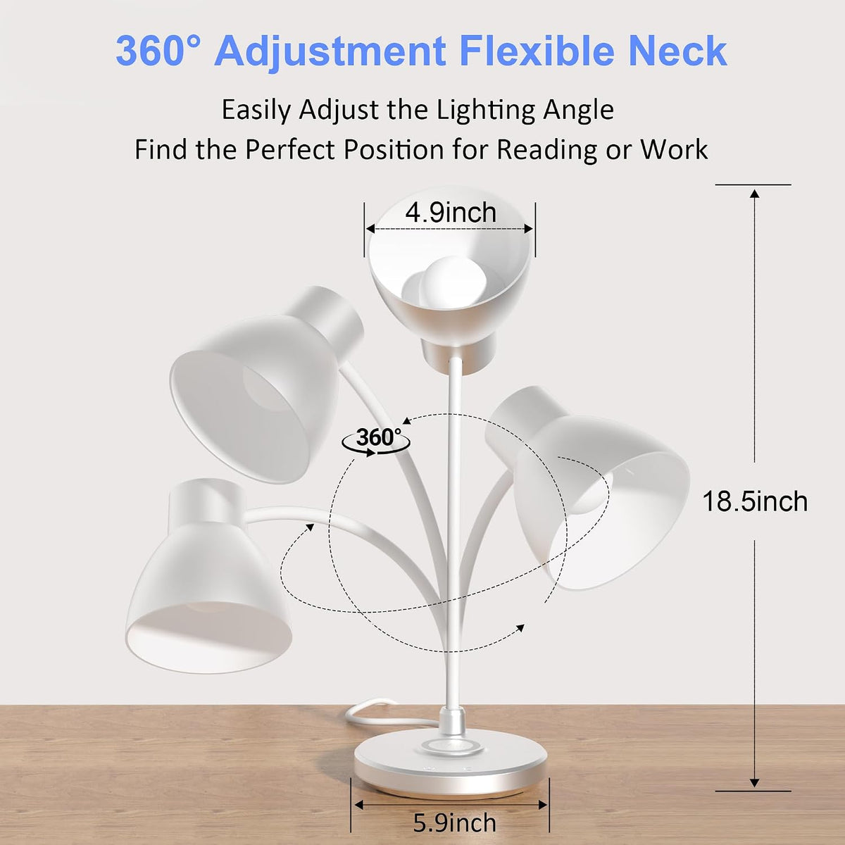LED Desk Lamp for Home Office with Wireless Charger, Black
