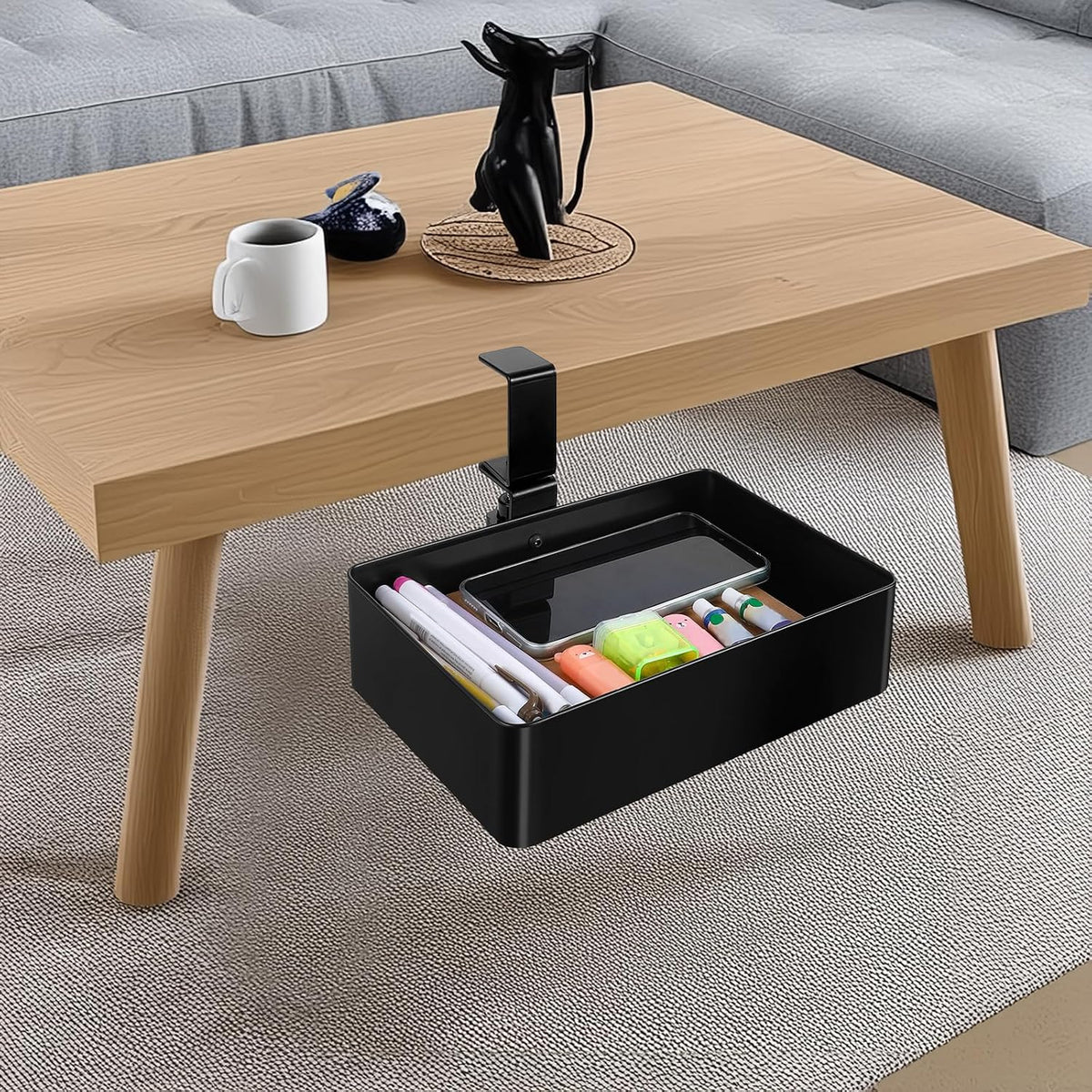Under Desk Metal Drawer, Under Desk Drawer Organizer, 360° Swivel Hidden Under Desk Storage Drawers Slide out, No Drill Desk Pencil Drawer Organizer Tray for Home Office Storage