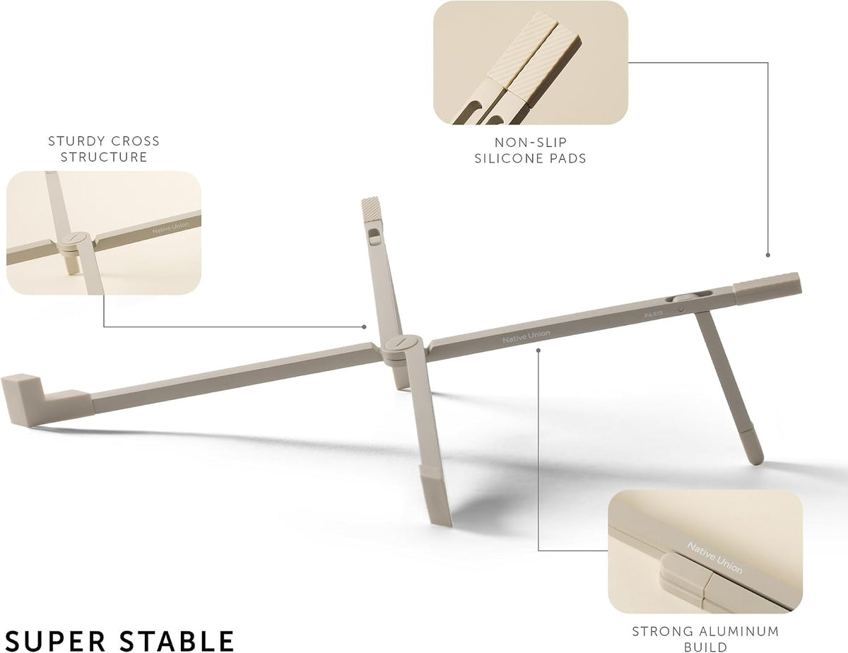 Fold Laptop Stand – Ultra-Slim Foldable & Portable Laptop Stand – Ergonomic & Optimized Viewing Angle – for 13 to 16 Inch MacBooks & Laptops, 10 to 16 Inch iPads & Tablets (Sandstone)