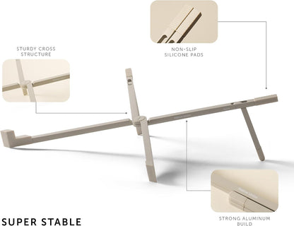 Fold Laptop Stand – Ultra-Slim Foldable & Portable Laptop Stand – Ergonomic & Optimized Viewing Angle – for 13 to 16 Inch MacBooks & Laptops, 10 to 16 Inch iPads & Tablets (Sandstone)