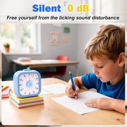 Visual Timer for Kids, 60 Minute Time Digital Pomodoro Timer Countdown with Silent Pause Function for Classroom Kitchen Study Cooking Meetings ADHD Rainbow Pattern(Blue)