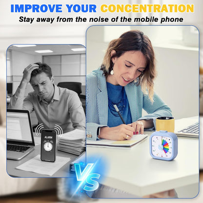 Visual Timer for Kids, 60 Minute Time Digital Pomodoro Timer Countdown with Silent Pause Function for Classroom Kitchen Study Cooking Meetings ADHD Rainbow Pattern(Blue)
