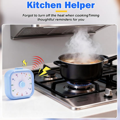 Visual Timer for Kids, 60 Minute Time Digital Pomodoro Timer Countdown with Silent Pause Function for Classroom Kitchen Study Cooking Meetings ADHD Rainbow Pattern(Blue)