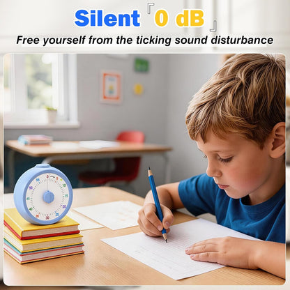Visual Timer for Kids, 60 Minute Time Digital Pomodoro Timer Countdown with Silent Pause Function for Classroom Kitchen Study Cooking Meetings ADHD Rainbow Pattern(Blue)
