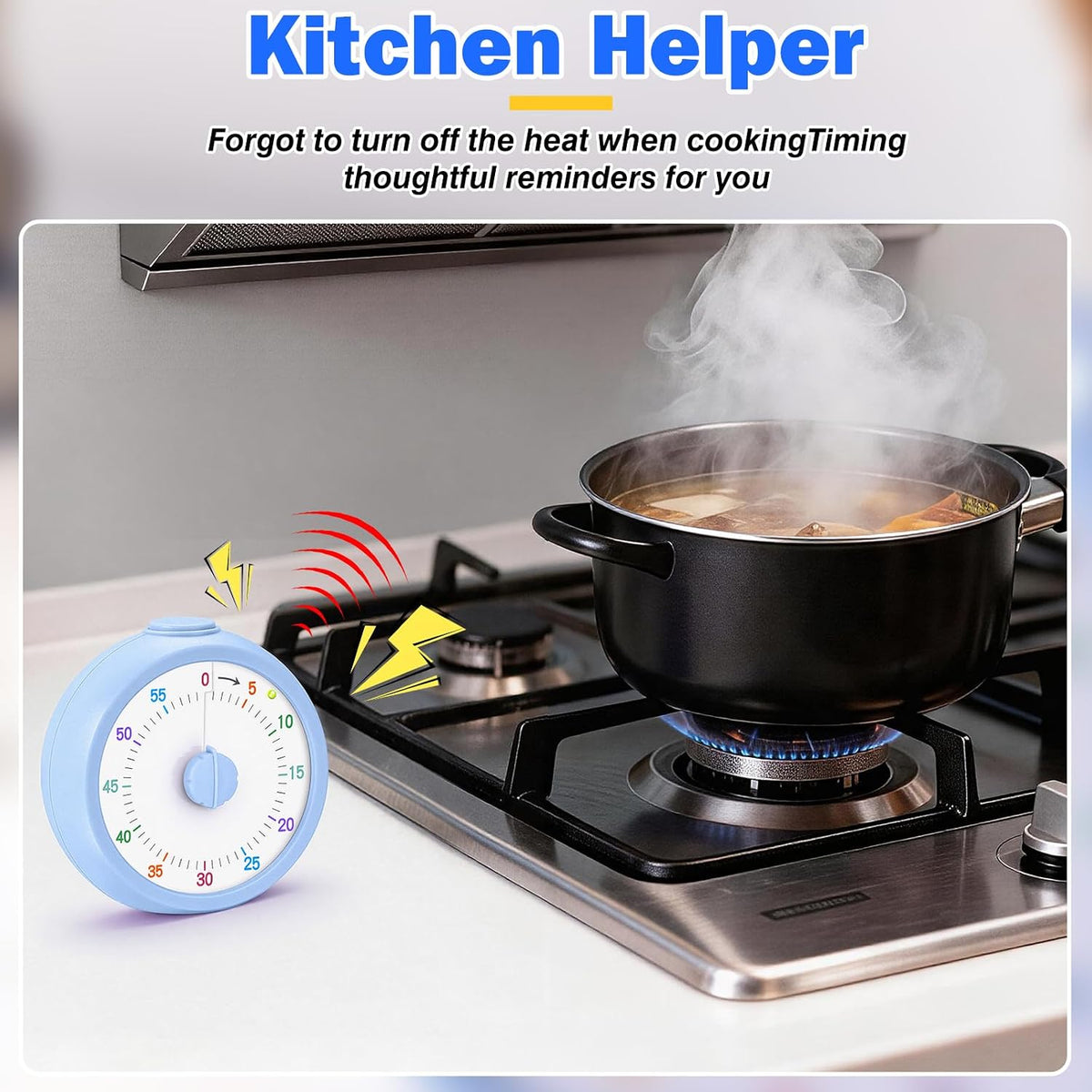 Visual Timer for Kids, 60 Minute Time Digital Pomodoro Timer Countdown with Silent Pause Function for Classroom Kitchen Study Cooking Meetings ADHD Rainbow Pattern(Blue)